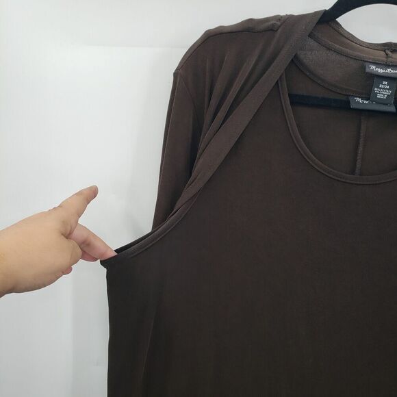 Maggie Barnes 2 Piece Cardigan Tank Top Set Womens 1x 2x Brown Slinku Knit - Picture 10 of 12